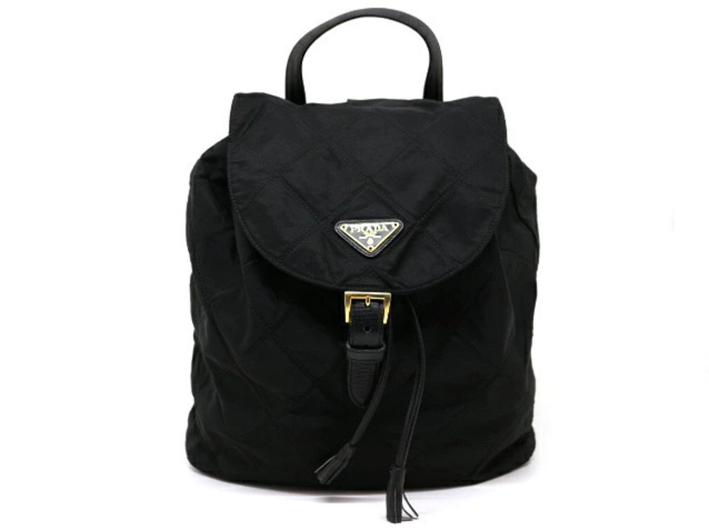 Prada Bag Backpack Rucksack Black Saffiano Quilted